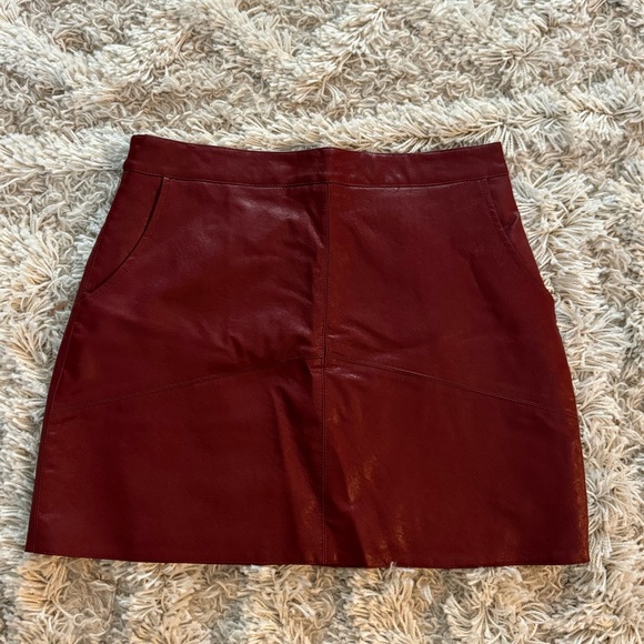Lulus - Harley Burgundy Vegan Leather Mini Skirt - Picture 4 of 6